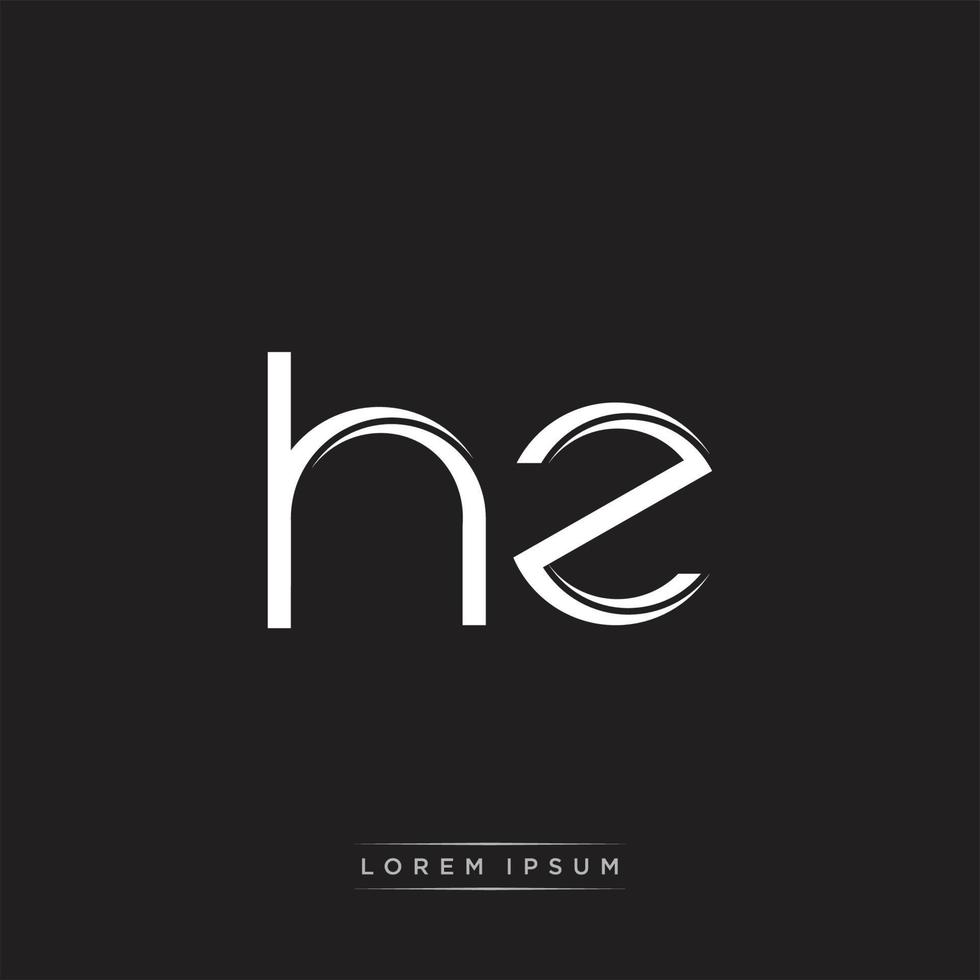 HZ Initial Letter Split Lowercase Logo Modern Monogram Template Isolated on Black White vector