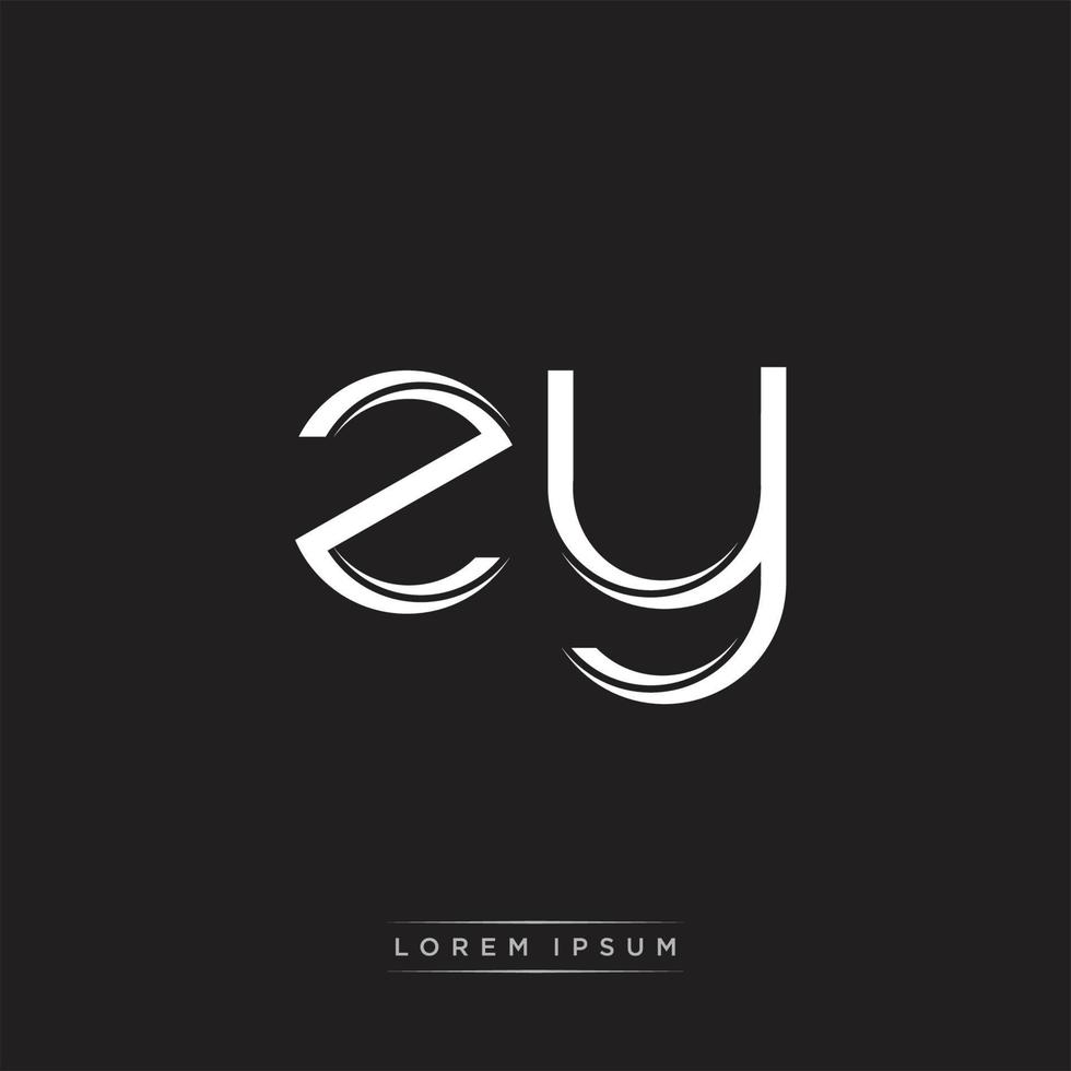 ZY Initial Letter Split Lowercase Logo Modern Monogram Template Isolated on Black White vector