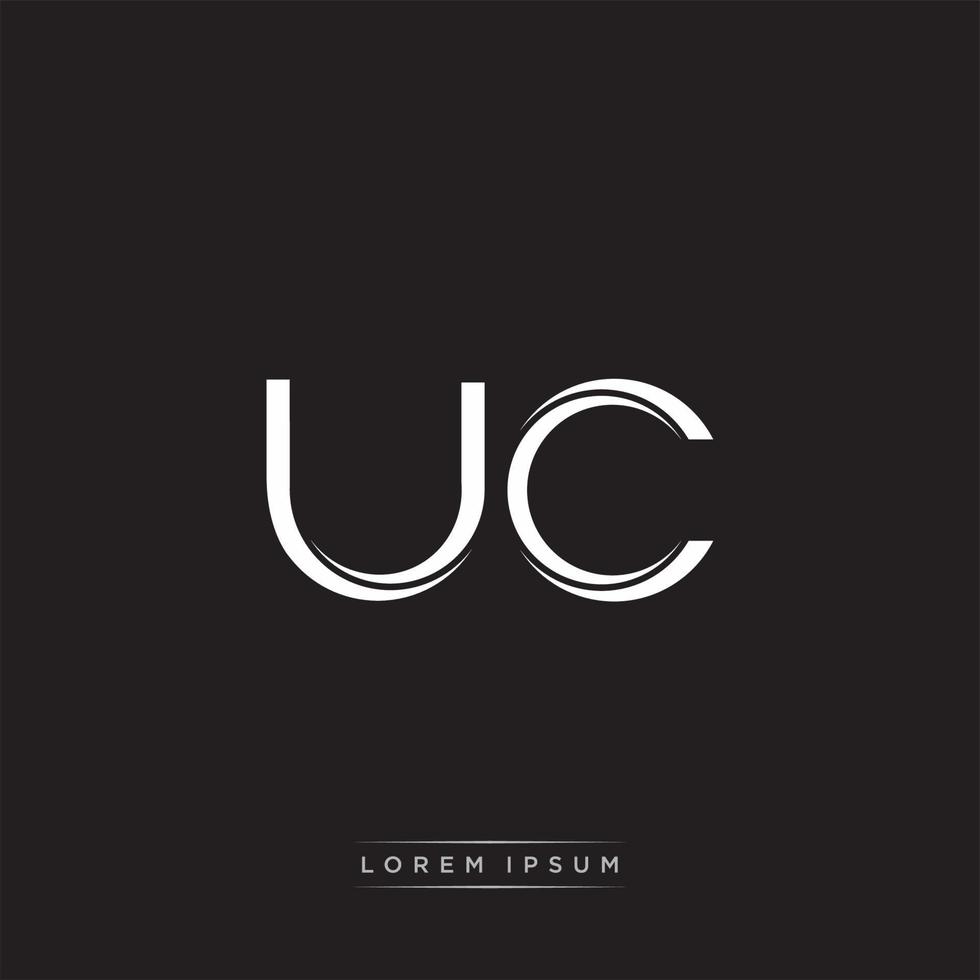 UC Initial Letter Split Lowercase Logo Modern Monogram Template Isolated on Black White vector