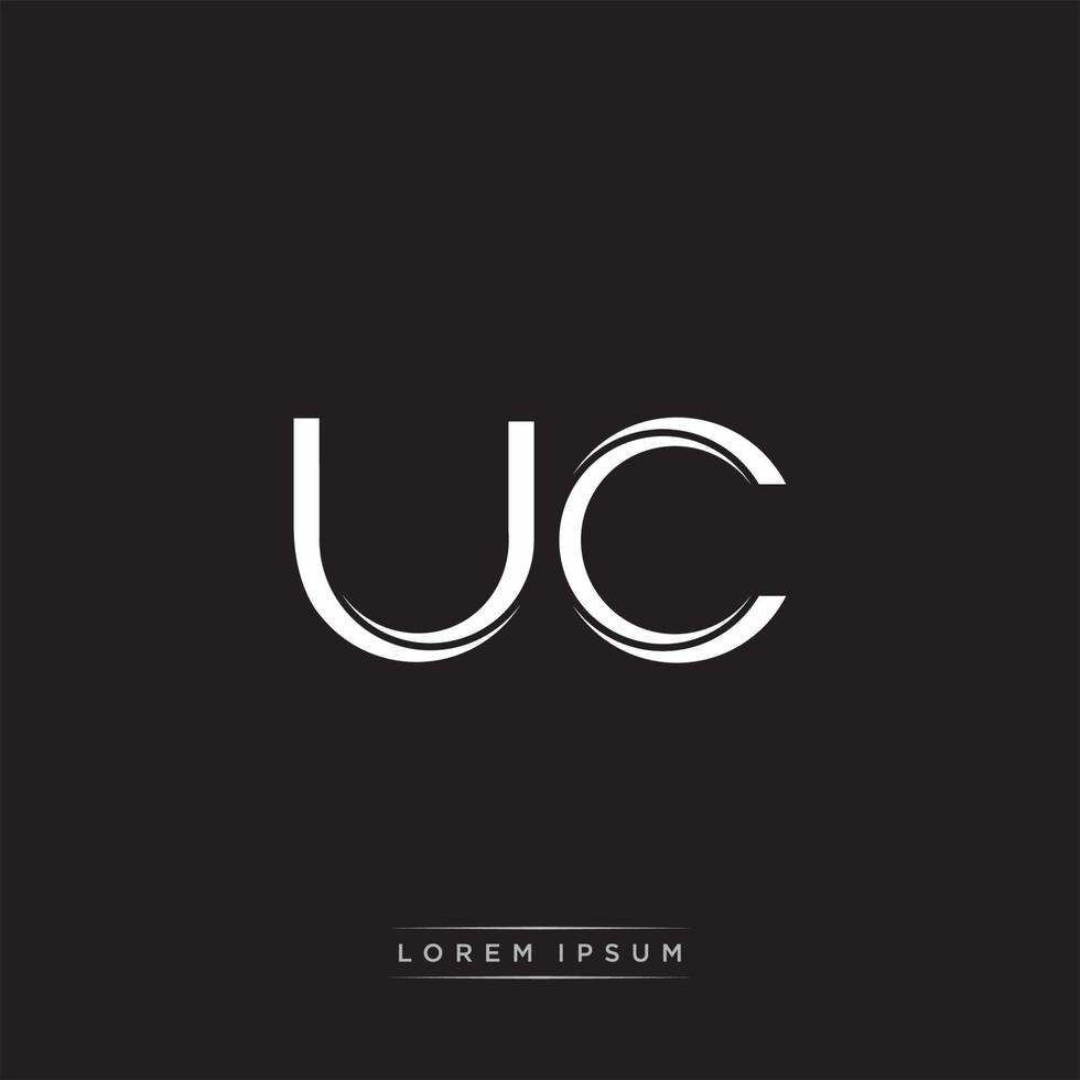 UC Initial Letter Split Lowercase Logo Modern Monogram Template Isolated on Black White vector