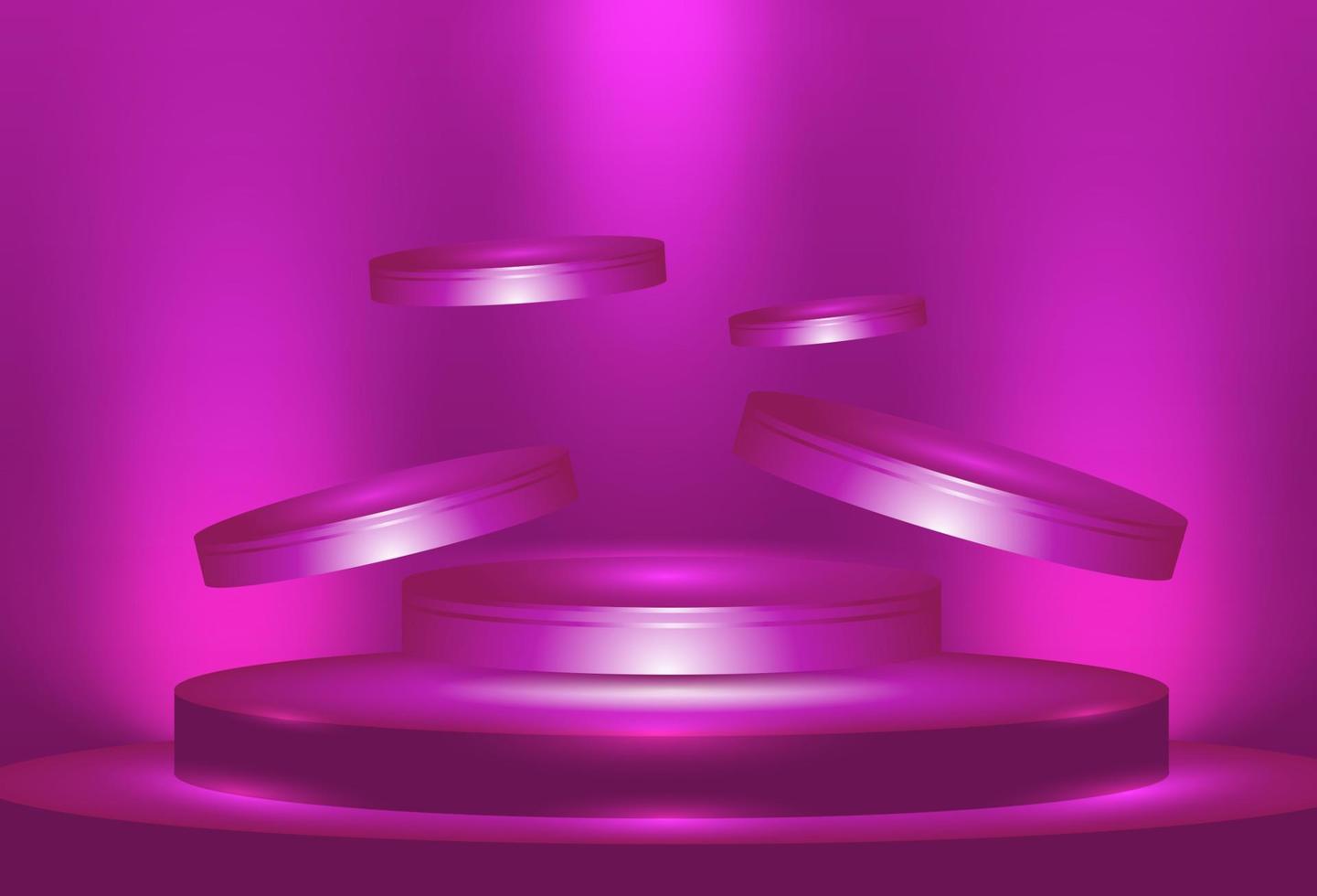 Abstract round podium illuminated with spotlight. Award ceremony concept. Stage backdrop. Vector illustration