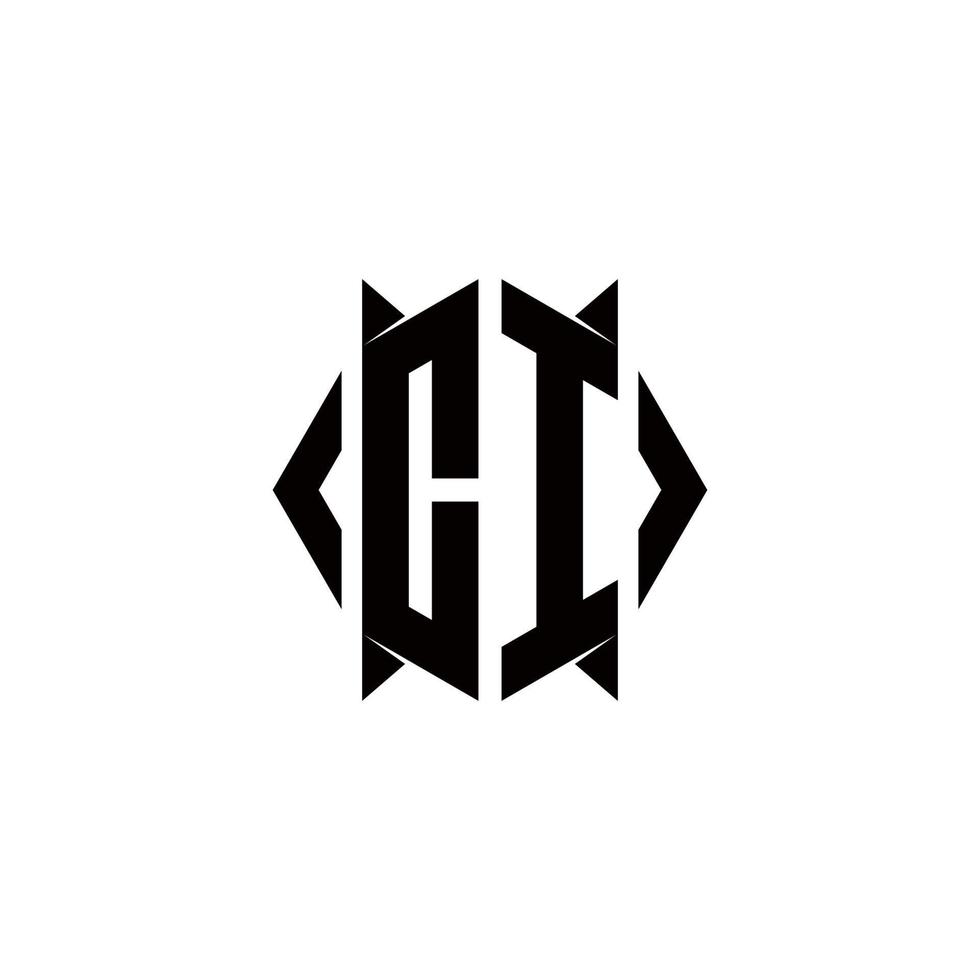 CI Logo monogram with shield shape designs template vector