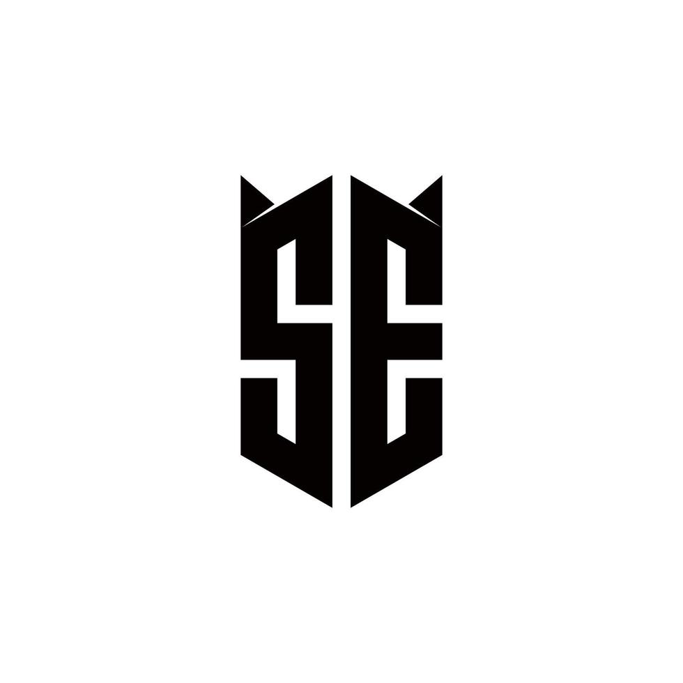SE Logo monogram with shield shape designs template vector