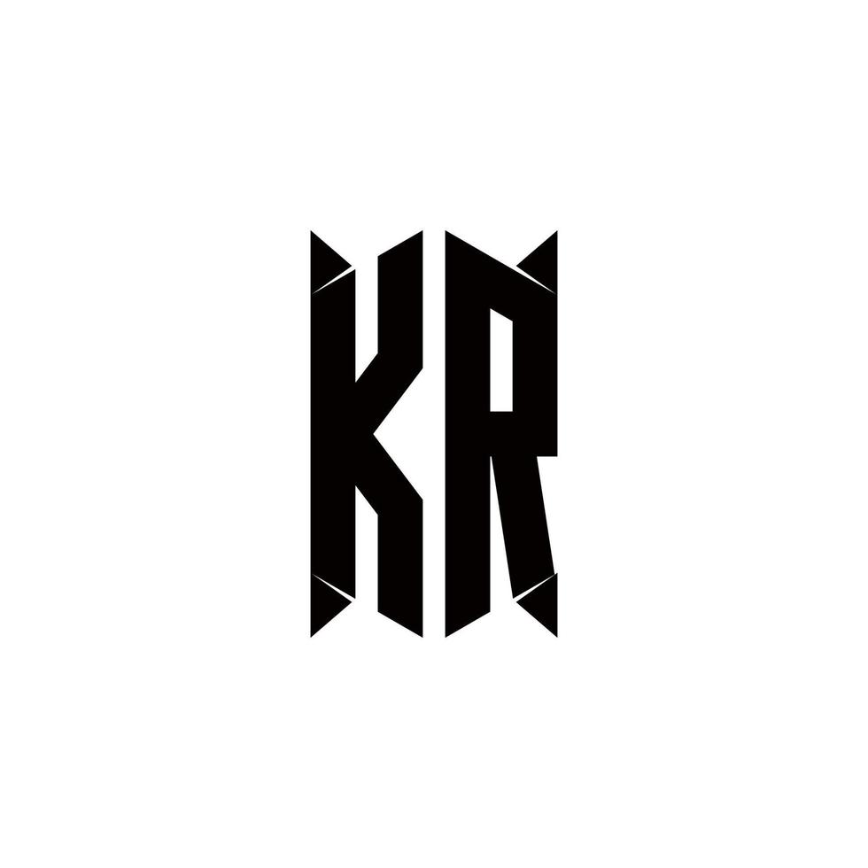 kr logo monograma con proteger forma diseños modelo vector