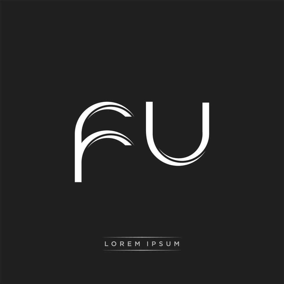 FU Initial Letter Split Lowercase Logo Modern Monogram Template Isolated on Black White vector