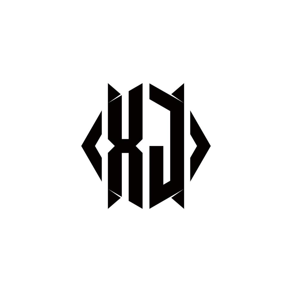 XJ Logo monogram with shield shape designs template vector