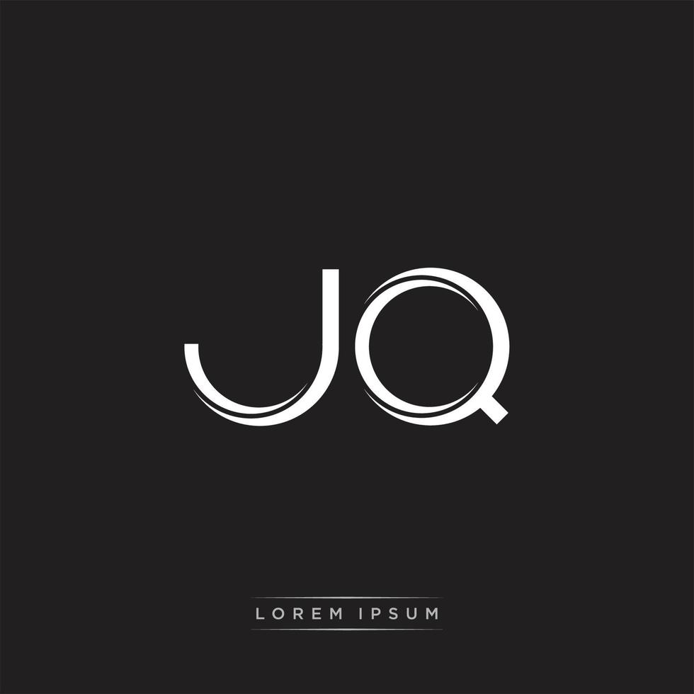 JQ Initial Letter Split Lowercase Logo Modern Monogram Template Isolated on Black White vector