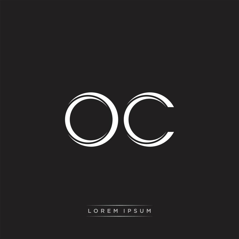 OC Initial Letter Split Lowercase Logo Modern Monogram Template Isolated on Black White vector