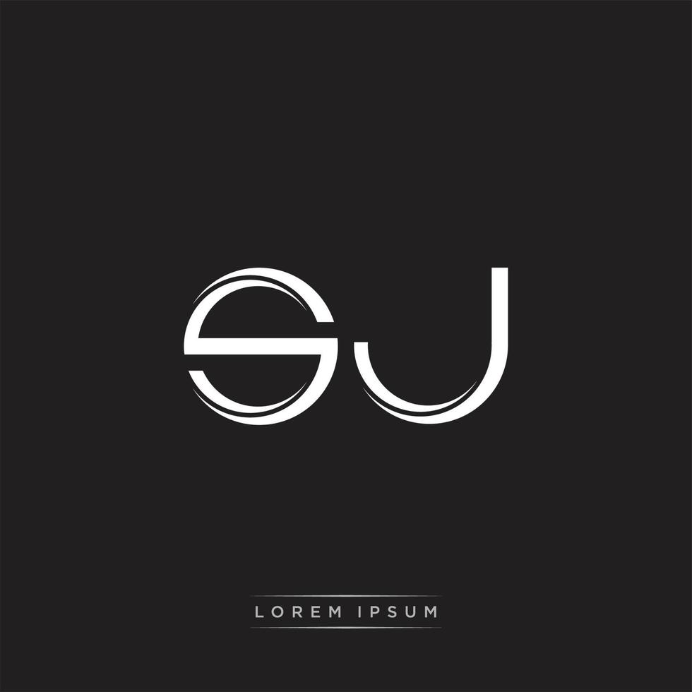 SJ Initial Letter Split Lowercase Logo Modern Monogram Template Isolated on Black White vector