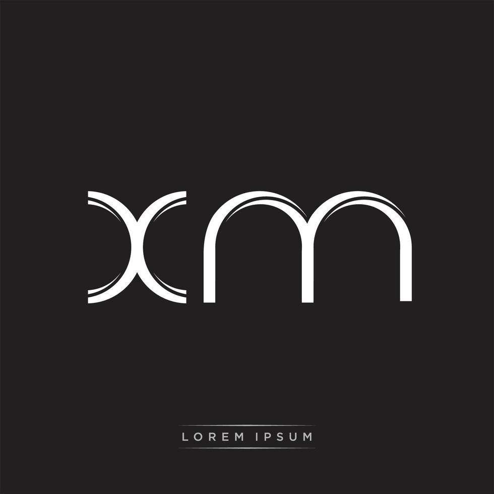 XM Initial Letter Split Lowercase Logo Modern Monogram Template Isolated on Black White vector