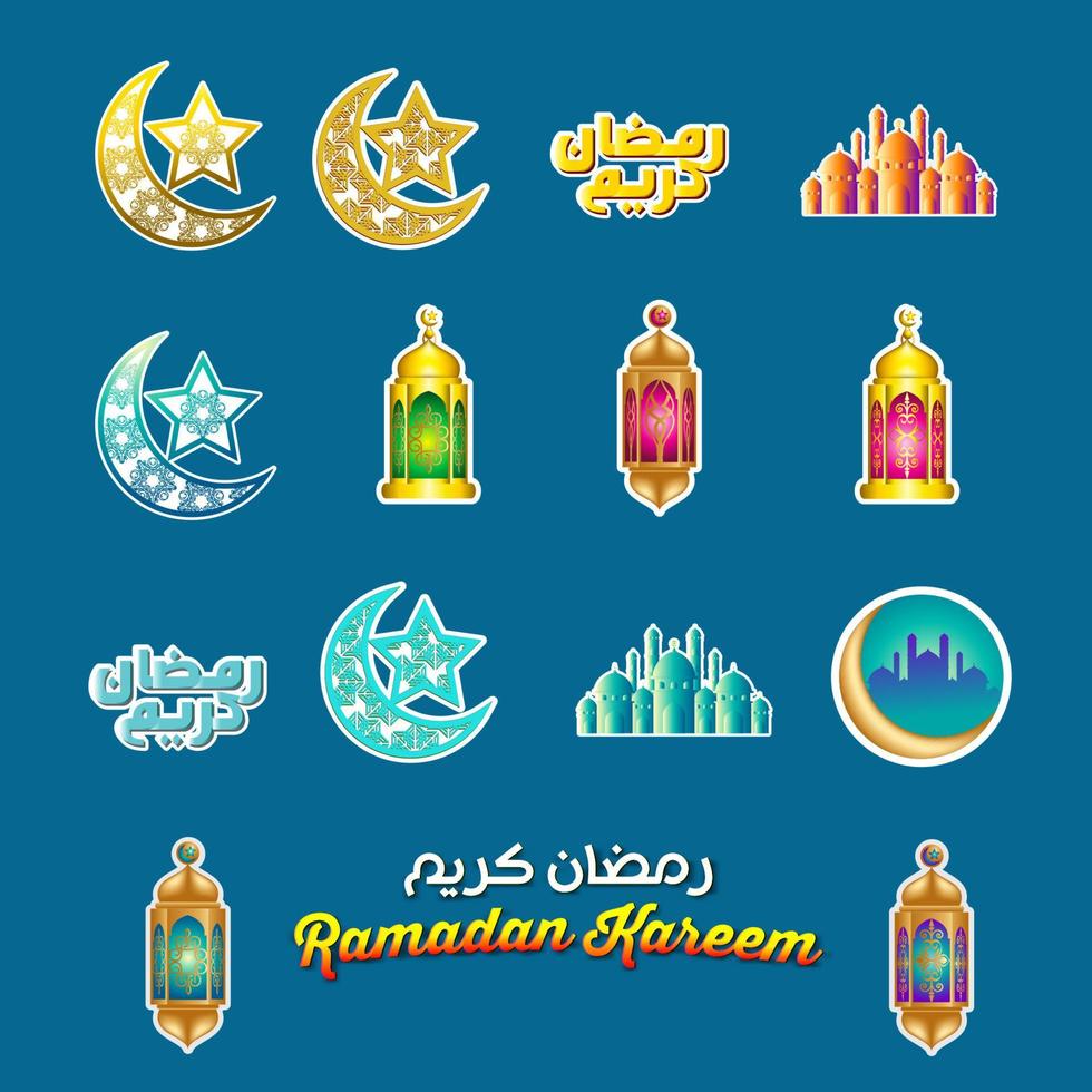 3d cartoon Islamic decor object element set of Ramadan Kareem design. for Holy month Ramadan celebration vector