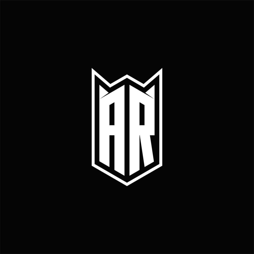 AR Logo monogram with shield shape designs template vector