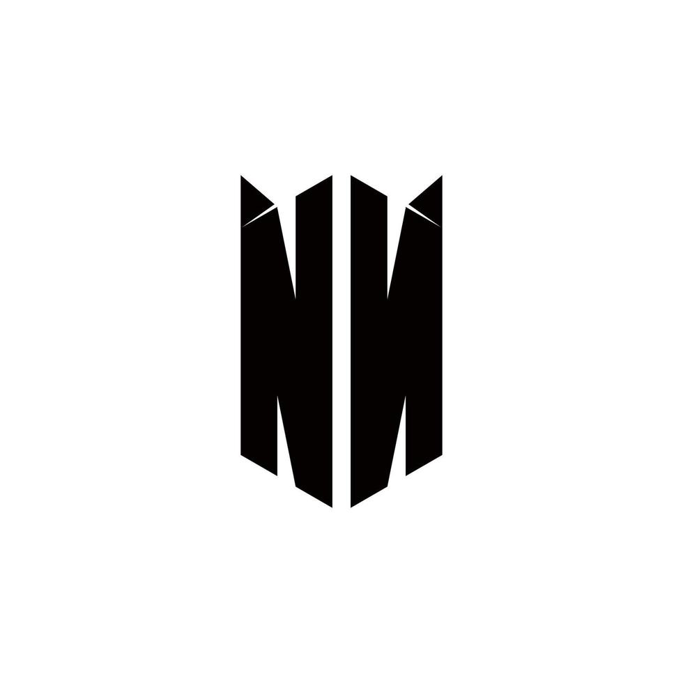 NN Logo monogram with shield shape designs template vector