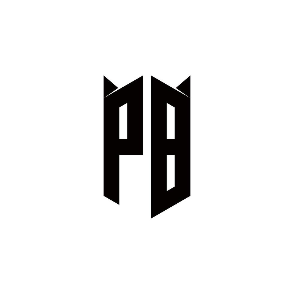 PB Logo monogram with shield shape designs template vector