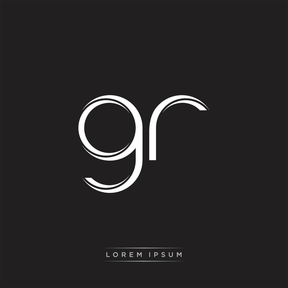 GR Initial Letter Split Lowercase Logo Modern Monogram Template Isolated on Black White vector