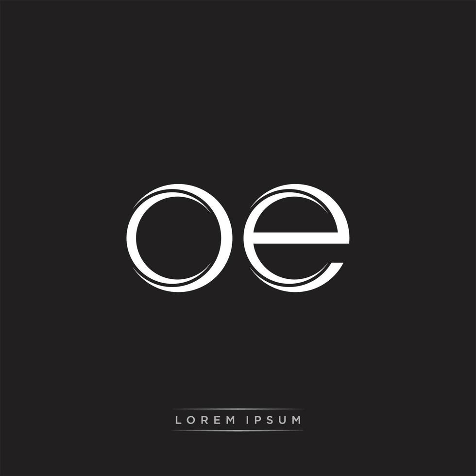 OE Initial Letter Split Lowercase Logo Modern Monogram Template Isolated on Black White vector