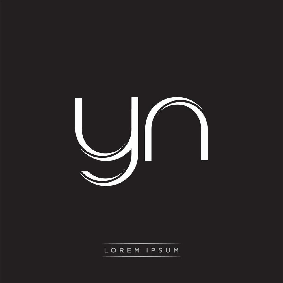 YN Initial Letter Split Lowercase Logo Modern Monogram Template Isolated on Black White vector