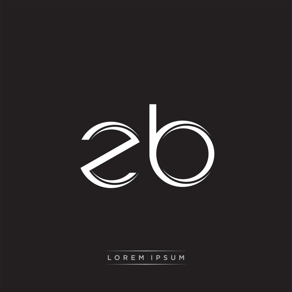 ZB Initial Letter Split Lowercase Logo Modern Monogram Template Isolated on Black White vector