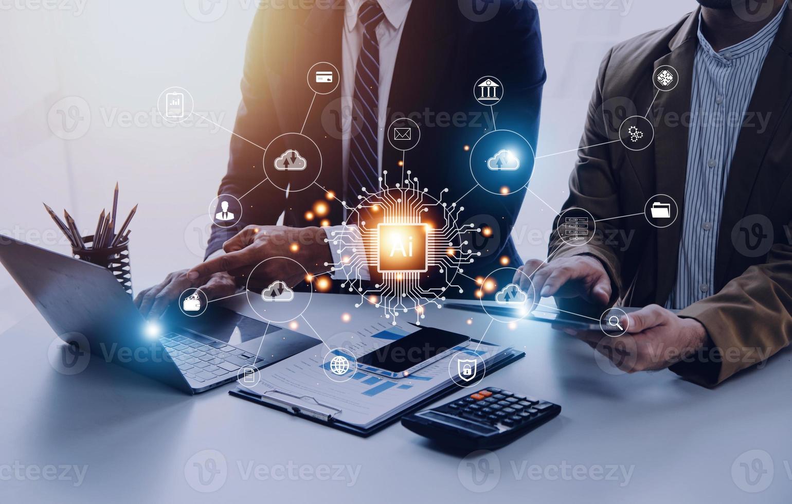 Digital transformation technology strategy, IoT, internet of things. transformation of ideas and the adoption of technology in business in the digital age, enhancing global business capabilities. Ai photo