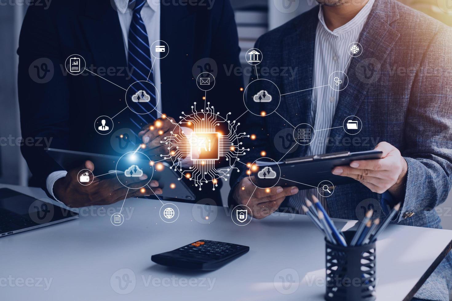 Digital transformation technology strategy, IoT, internet of things. transformation of ideas and the adoption of technology in business in the digital age, enhancing global business capabilities. Ai photo