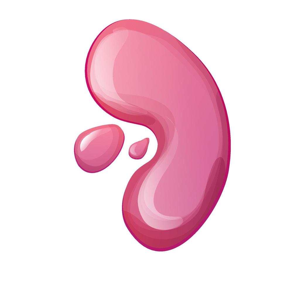 Slime splat, pink bright sticky jelly drop with glitter in cartoon style isolated on white background. Vector illustration