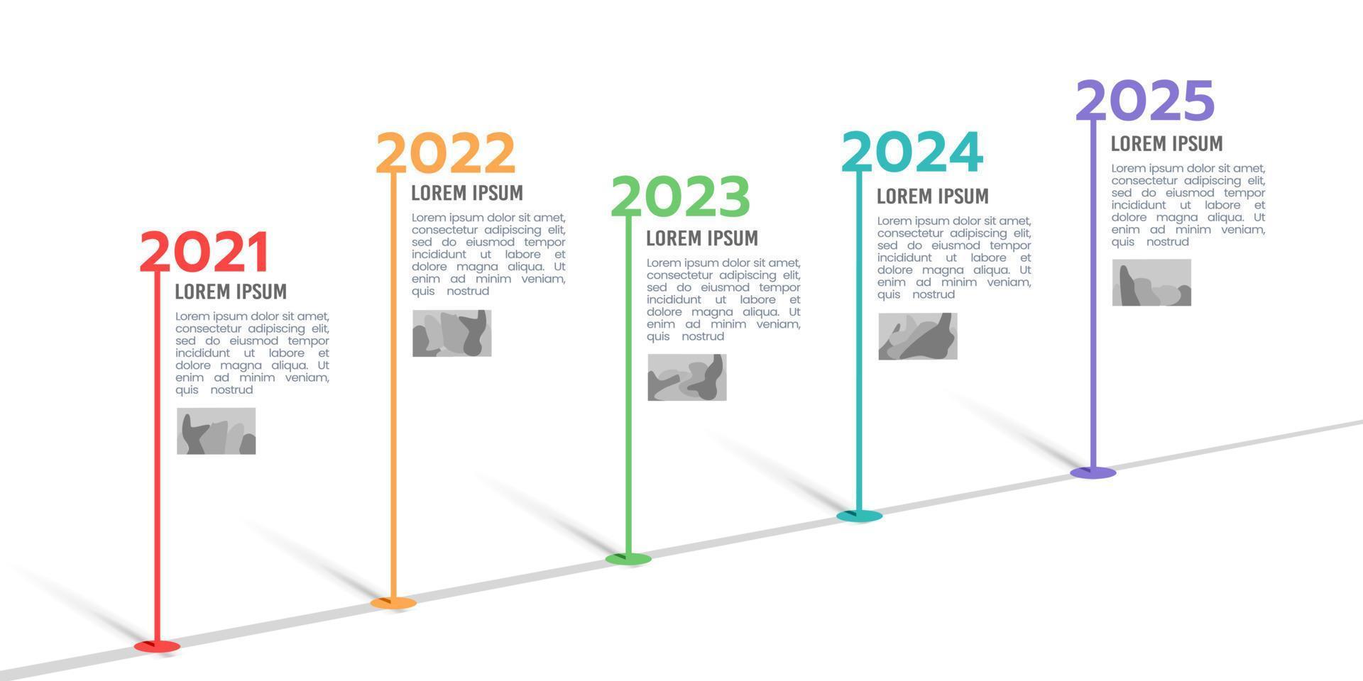 5th Anniversary timeline infographic template on the road to success. Vector illustration.