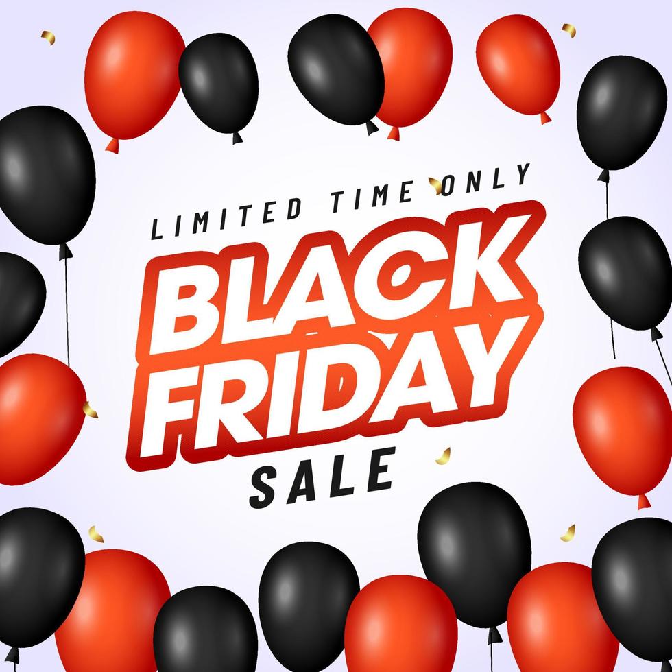 Black Friday Sale Poster Design With Glossy Balloons Decorated On White Background. vector