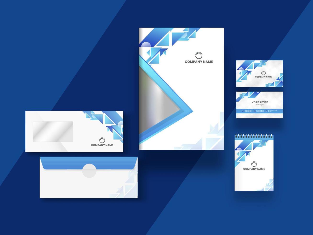 negocio tarjeta, cubrir y modelo diseño con resumen geométrico elementos en azul antecedentes. vector