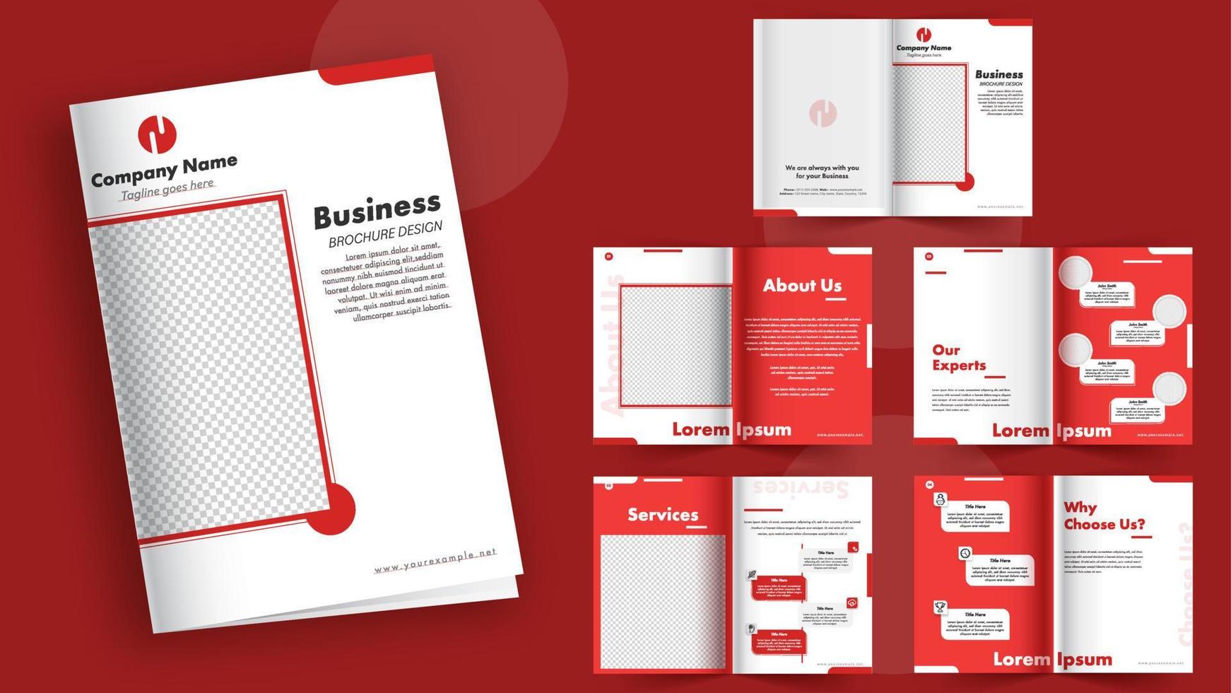 Bi-Fold Brochure Template Layout in Front and Back View for Business Concept. vector