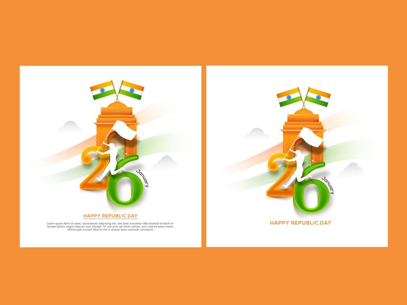 26th January, Happy Republic Day Poster Design In Two Options. vector