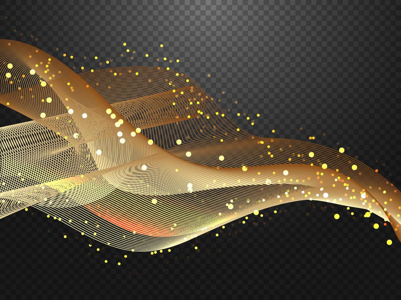 Illuminated digital wave of glowing particles motion lighting effect composition, futuristic and technology concept. vector