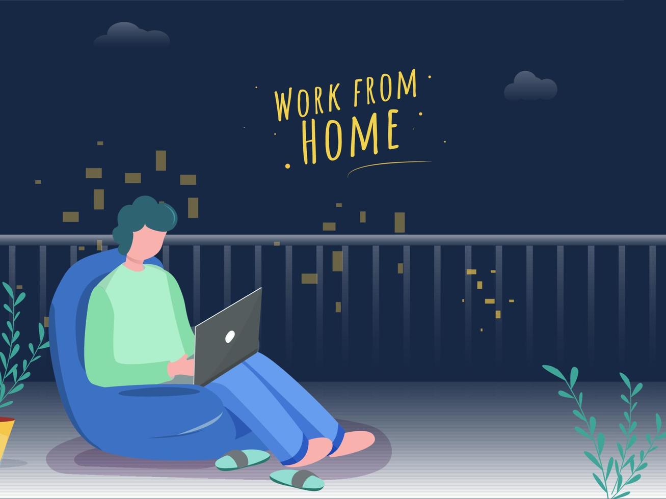 Working from home in quarantine. Vector Illustrations of Working at Home Concept. People at Home.