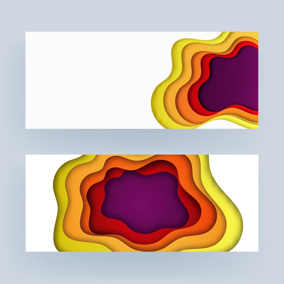 Colorful paper layer cut background in two option. vector