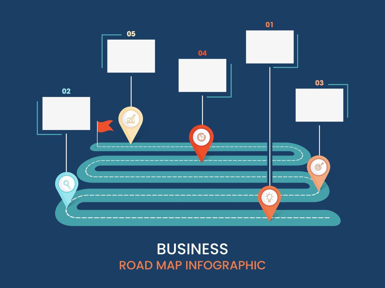 negocio la carretera mapa infografía diseño con 5 5 pasos y espacio para texto. vector