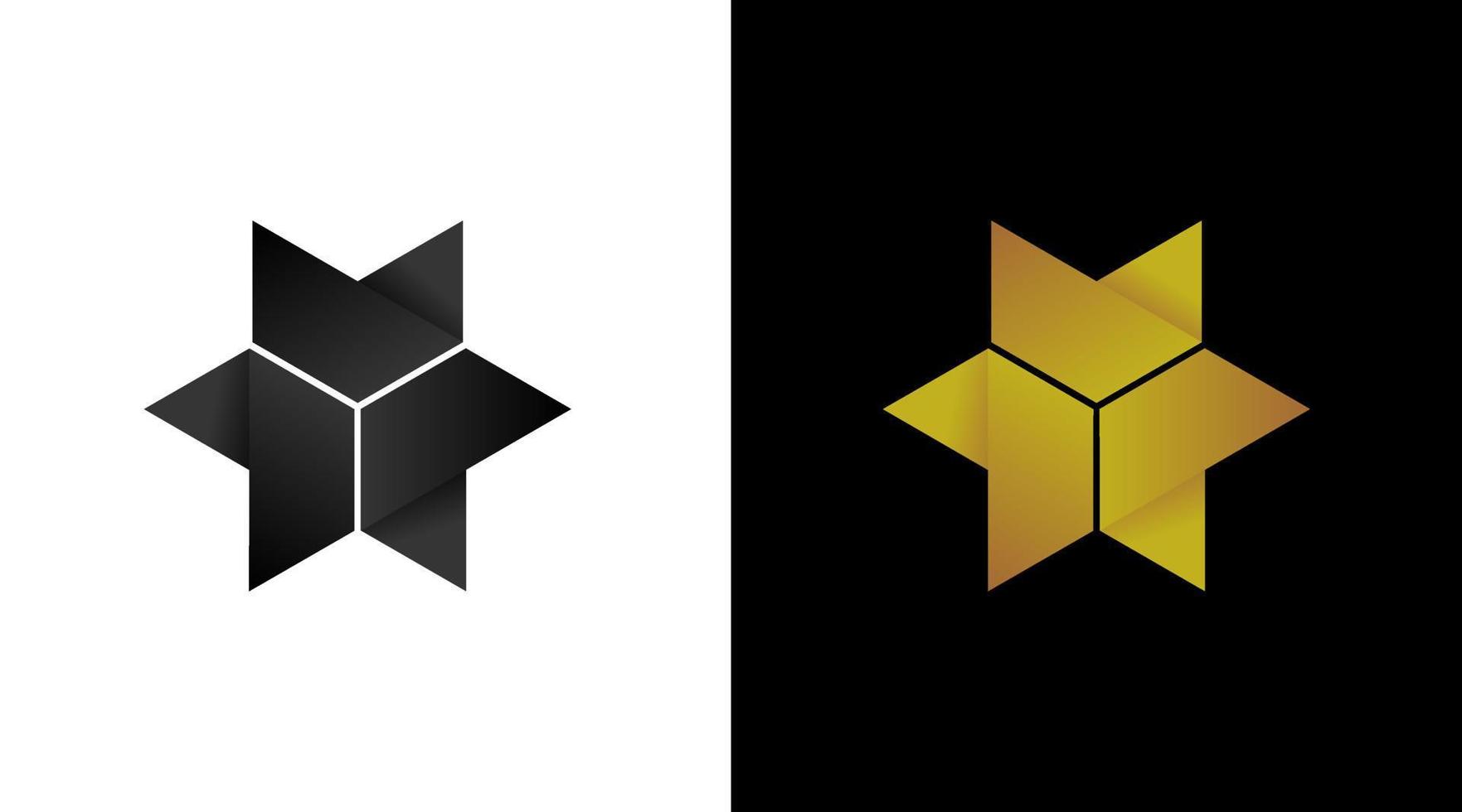 gold hebrew Star logo vector chevron monogram icon Design template
