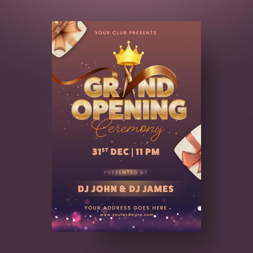 Grand Opening Ceremony Flyer Design With Event Details. vector
