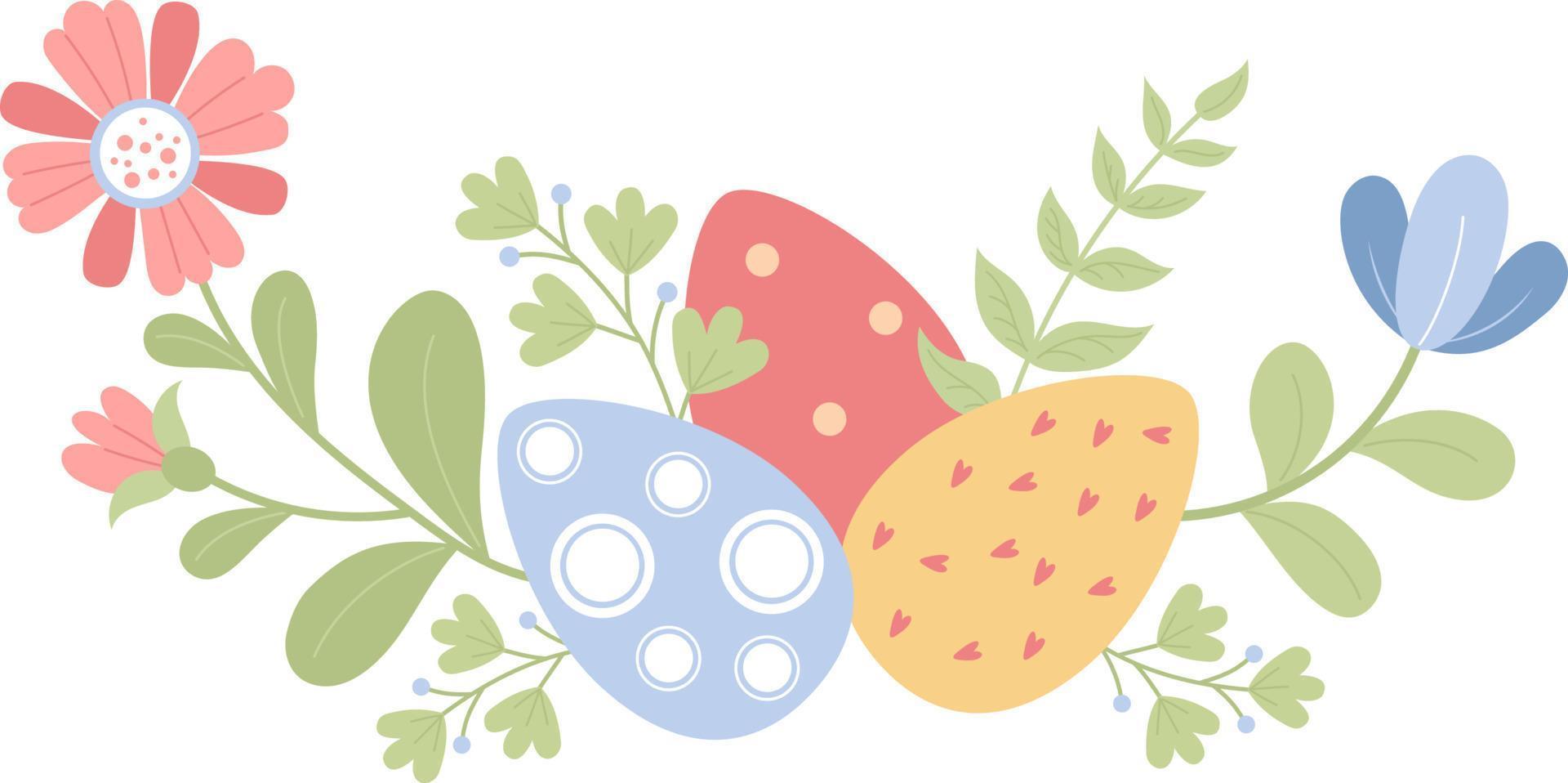 huevos de pascua con flores vector