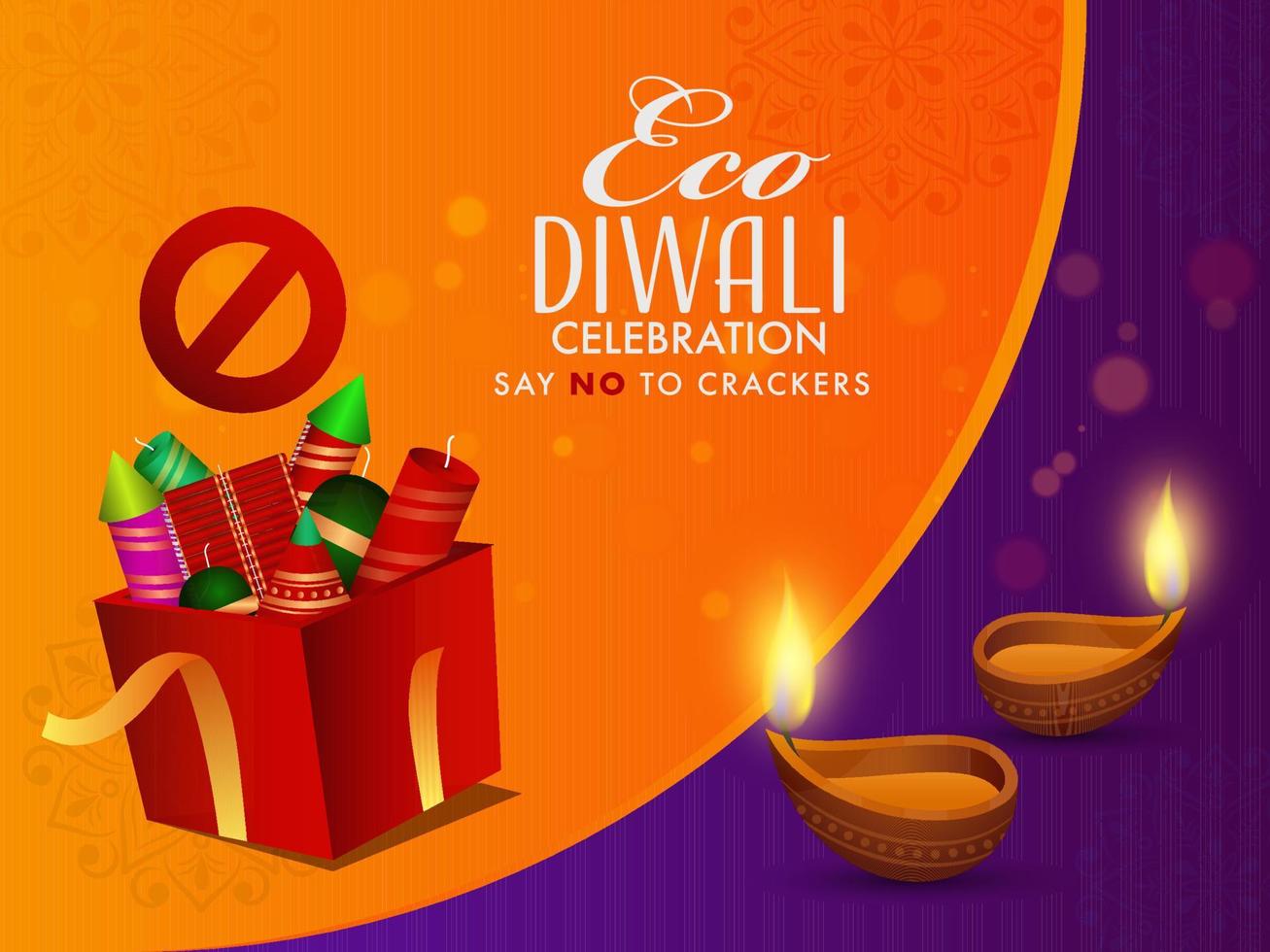 Eco Diwali, Do not burn fire crackers for a better enviorment concept. vector