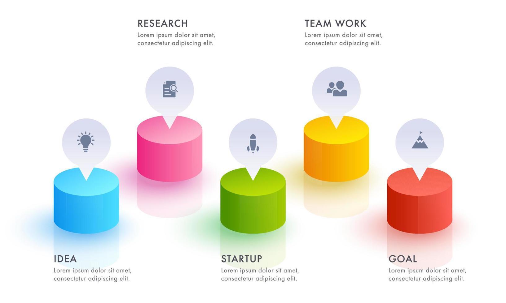 Business Infographic Banner or Web Template Layout with Five Steps Icon. vector
