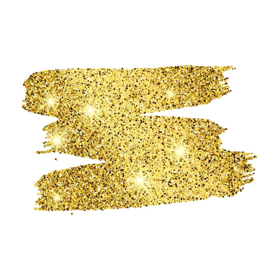 Golden Paint Glittering backdrop on a white background. Background with gold sparkles and glitter effect. Empty space for your text. Vector illustration