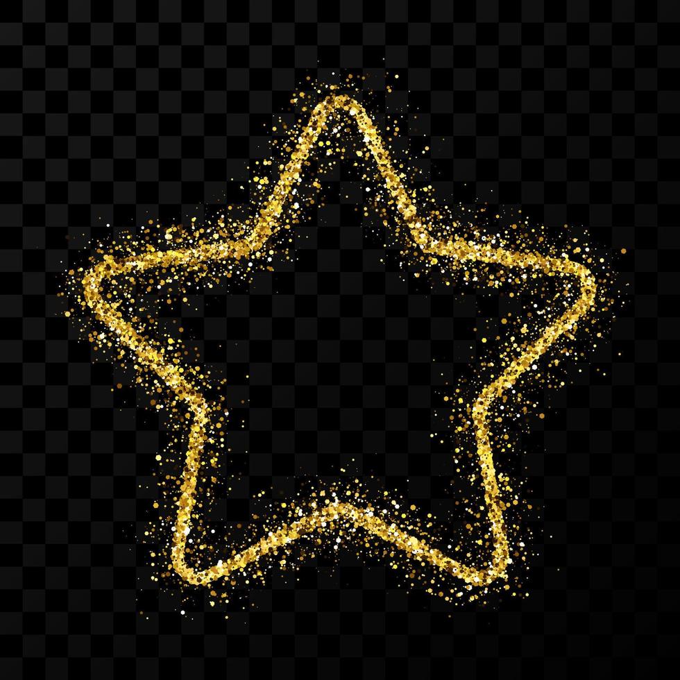 Gold glitter star with shiny sparkles on dark vector
