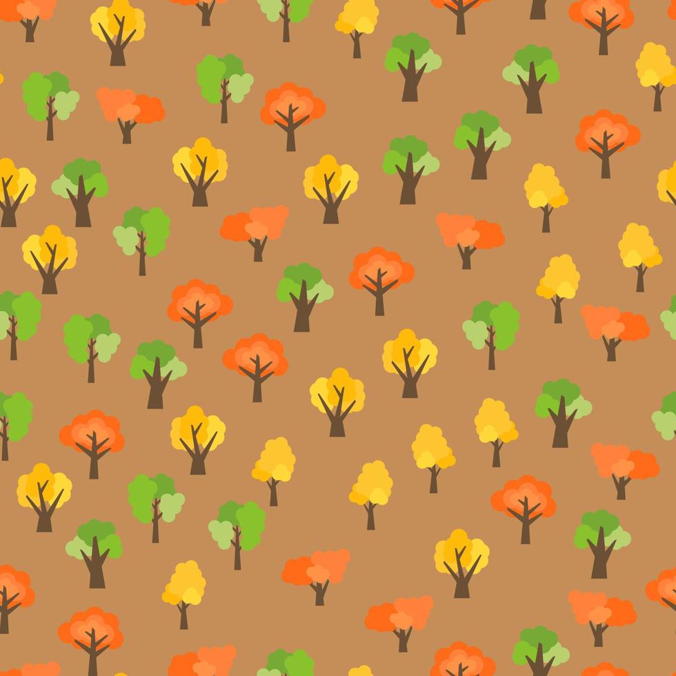 Seamless pattern from autumn trees. Autumn forest background. Vector illustration