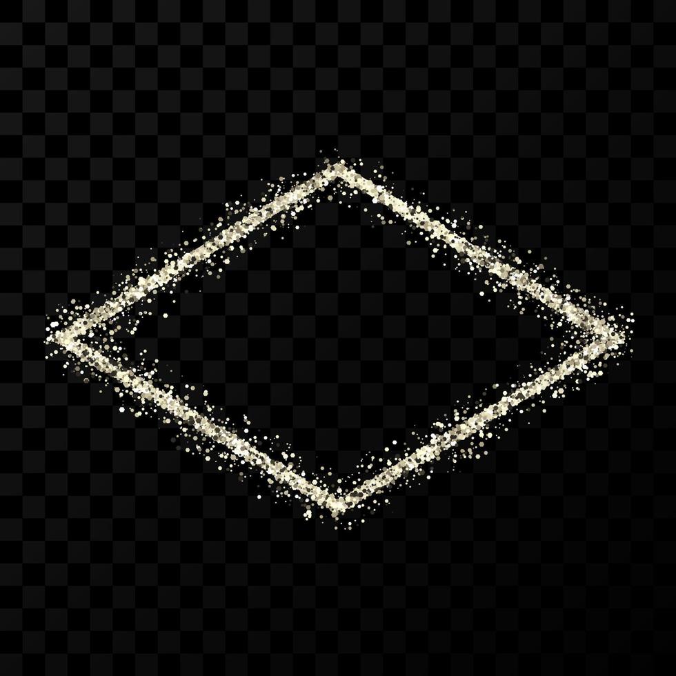Silver glitter frame. Rhombus frame with shiny sparkles on dark vector