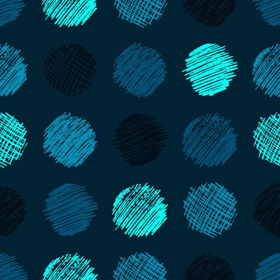 Seamless pattern with hand drawn black circle scribble smear. Abstract grunge texture. Vector illustration