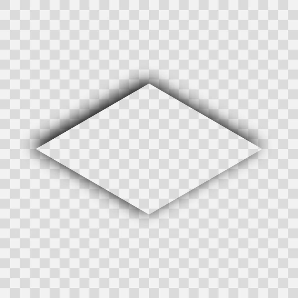 Dark transparent realistic shadow. Shadow from a rhombus isolated vector
