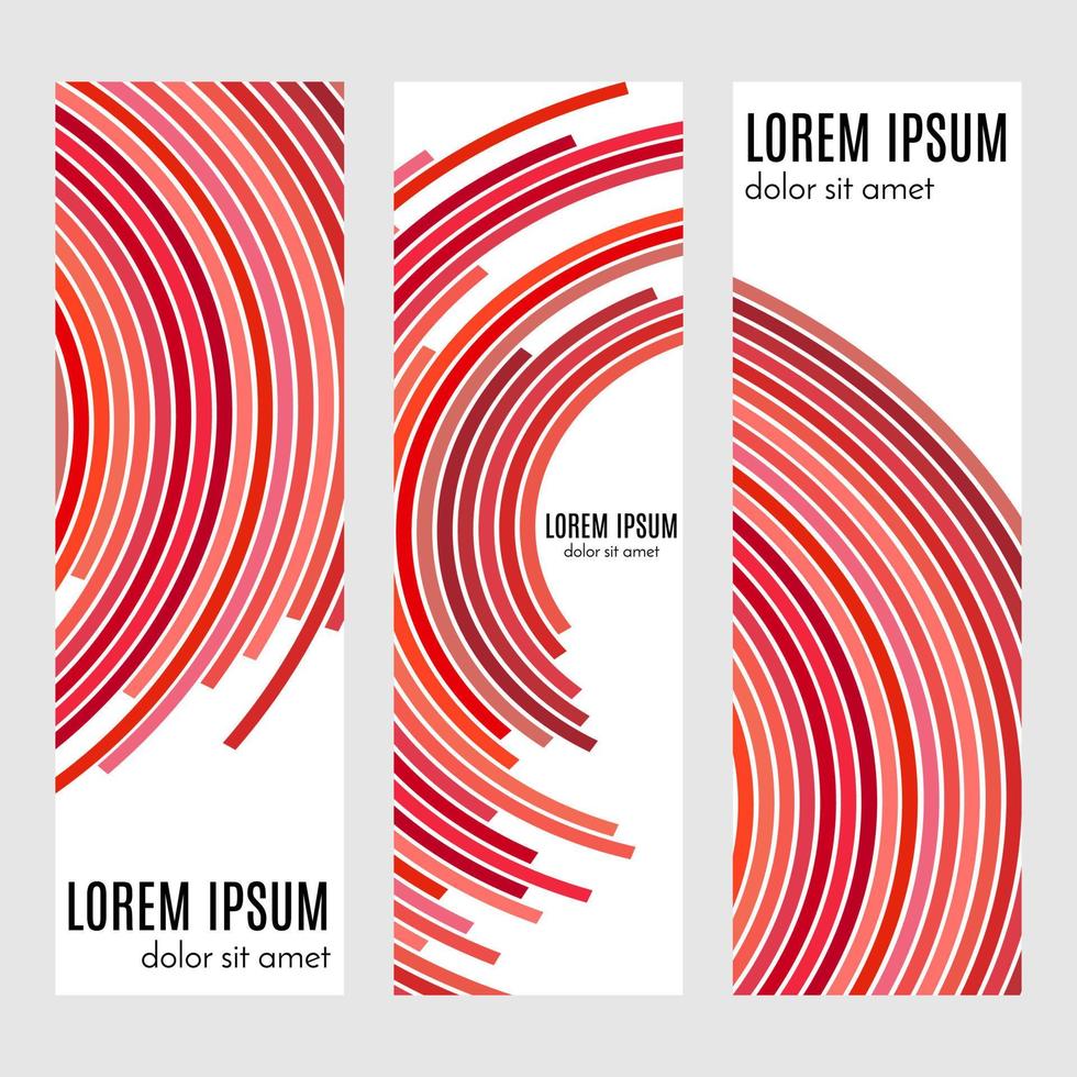 Set of abstract vertical header banners with curved lines and place for text. Colorful backgrounds for web design. Vector illustration
