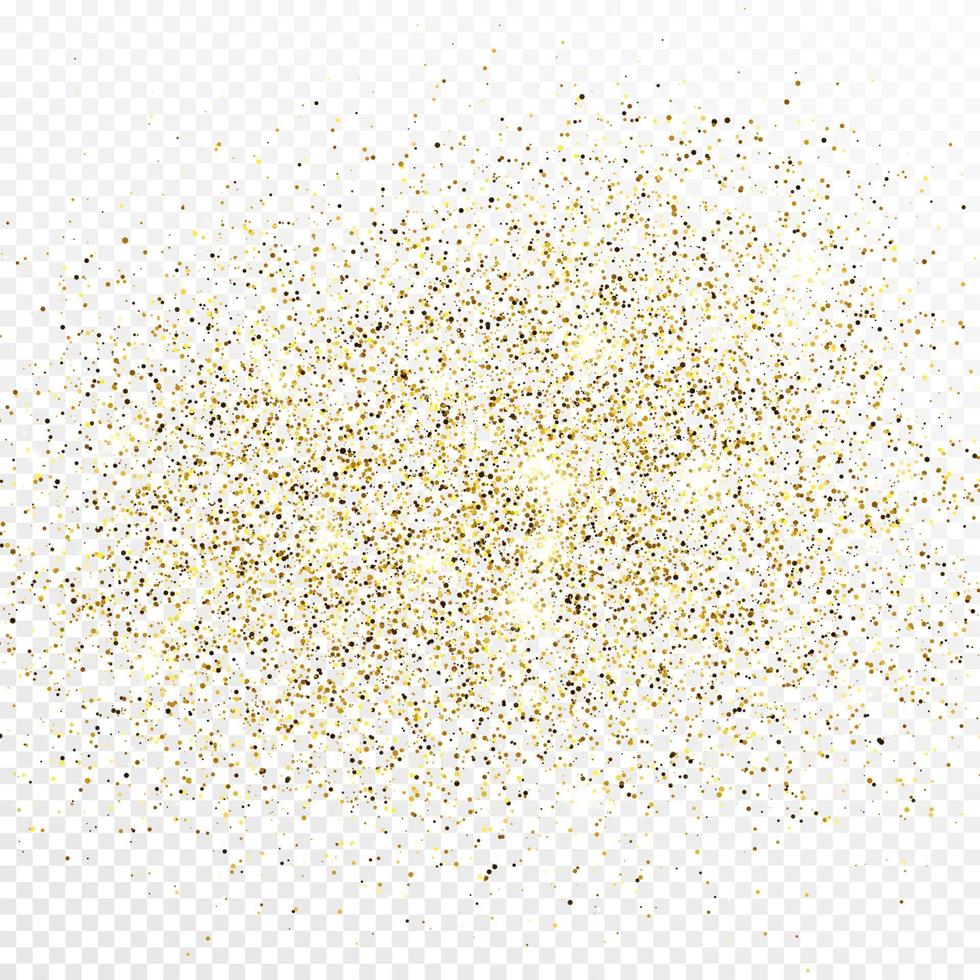Gold glitter confetti backdrop isolated on white transparent background