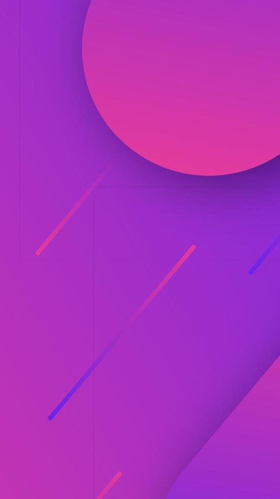 Trendy geometric purple background with abstract dynamic shapes. Stories banner design. Futuristic pattern. Vector illustration