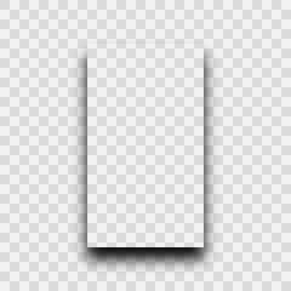 Dark transparent realistic shadow. Shadow of a vertical rectangle isolated on transparent background. Vector illustration.