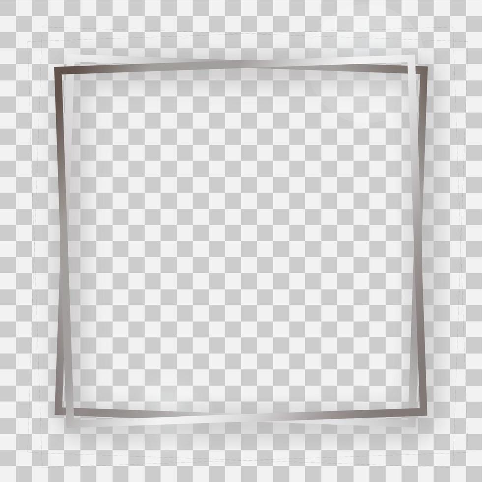 Double silver shiny square frame with glowing effects and shadows vector